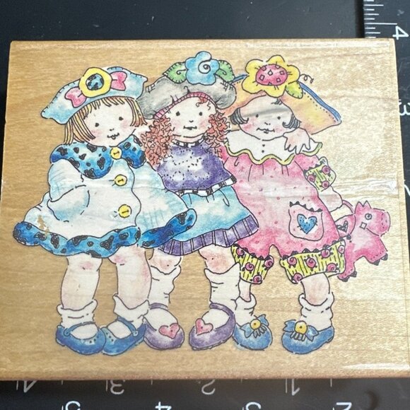 Vintage 2000 Penny Black Inc. "The Three Of Us" Wooden Rubber Stamp - Picture 1 of 5